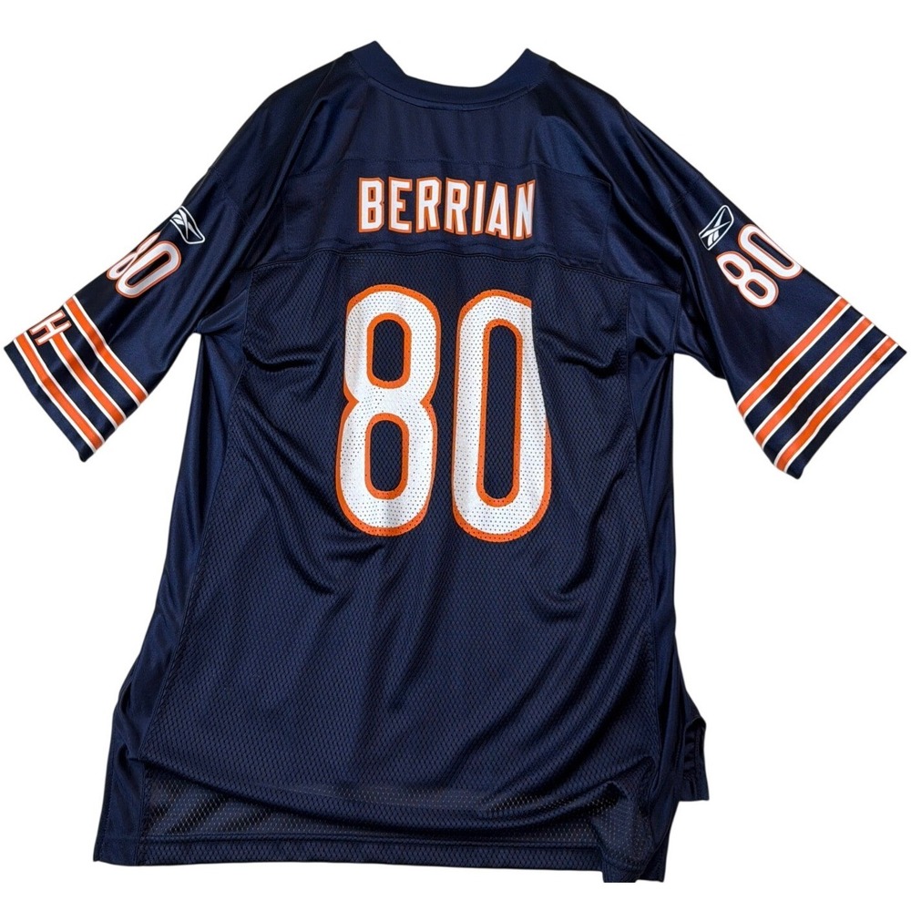Reebok NFL Chicago Bears Bernard Berrian 80 Jersey Navy Blue Mens Large 7009A 06